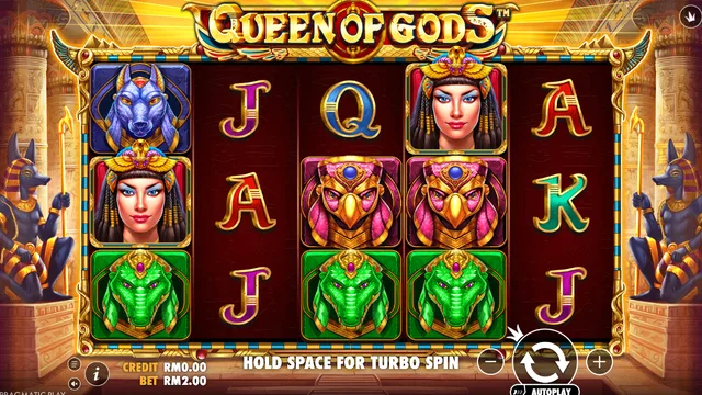 Queen of Gods game screen on Pragmatic Play at BolehSpin