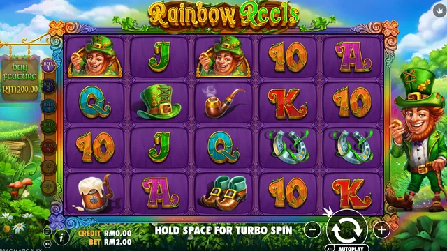 Skrin permainan Rainbow Reels di Pragmatic Play BolehSpin