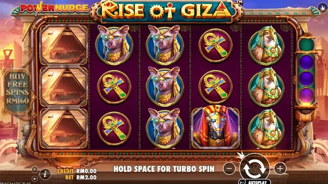 Rise of Giza PowerNudge game screen on Pragmatic Play at BolehSpin