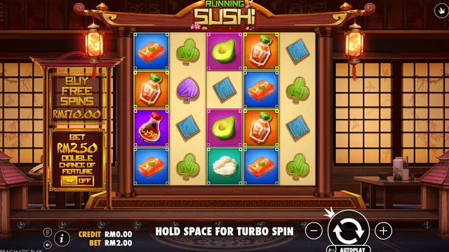 Running Sushi game screen on Pragmatic Play at BolehSpin