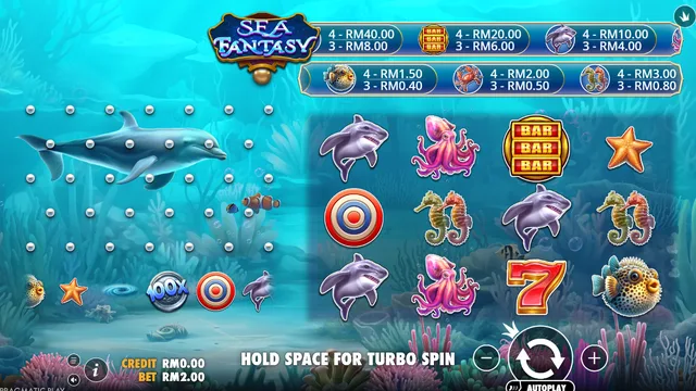 Skrin permainan Sea Fantasy di Pragmatic Play BolehSpin