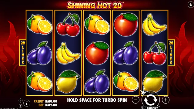 Shining Hot 20 game screen on Pragmatic Play at BolehSpin