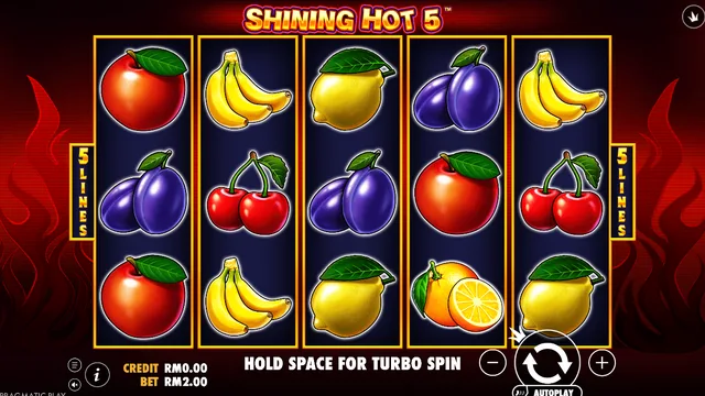 BolehSpin Pragmatic Play 里的 Shining Hot 5 游戏画面