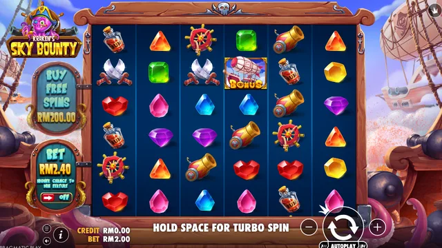 Skrin permainan Sky Bounty di Pragmatic Play BolehSpin