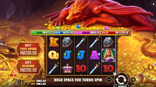 Skrin permainan Sleeping Dragon di Pragmatic Play BolehSpin