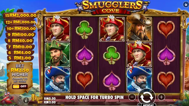 Skrin permainan Smugglers Cove di Pragmatic Play BolehSpin