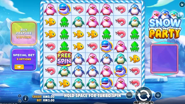 Skrin permainan Snow Party di Pragmatic Play BolehSpin