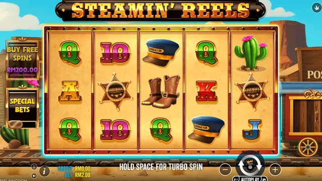 Skrin permainan Steamin' Reels di Pragmatic Play BolehSpin