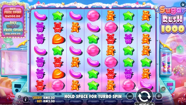 Skrin permainan Sugar Rush 1000 di Pragmatic Play BolehSpin