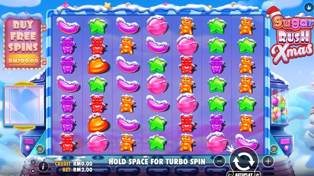 Skrin permainan Sugar Rush Xmas di Pragmatic Play BolehSpin