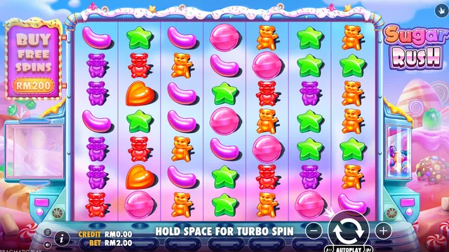 Skrin permainan Sugar Rush di Pragmatic Play BolehSpin