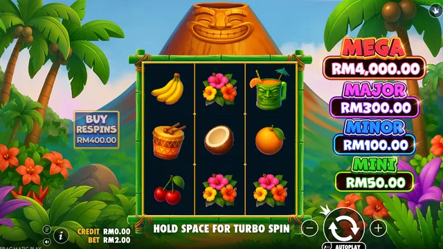 Skrin permainan Super Tiki Strike di Pragmatic Play BolehSpin