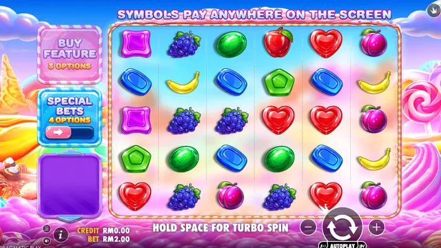 Skrin permainan Sweet Bonanza 2500 di Pragmatic Play BolehSpin