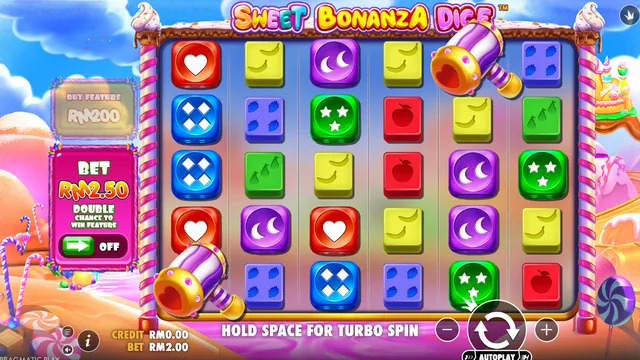 Skrin permainan Sweet Bonanza Dice di Pragmatic Play BolehSpin