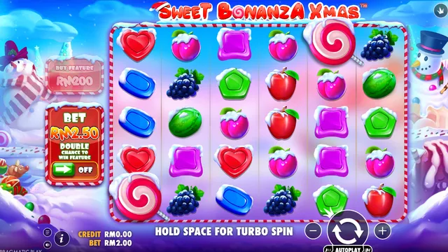Skrin permainan Sweet Bonanza Xmas di Pragmatic Play BolehSpin