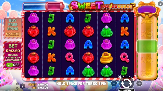 Skrin permainan Sweet Powernudge di Pragmatic Play BolehSpin