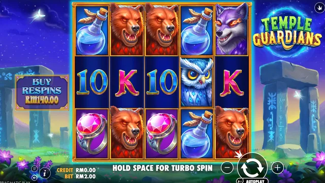 Skrin permainan Temple Guardians di Pragmatic Play BolehSpin