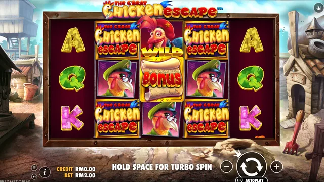 Skrin permainan The Great Chicken Escape di Pragmatic Play BolehSpin