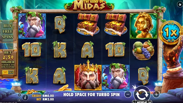 Skrin permainan The Hand of Midas di Pragmatic Play BolehSpin