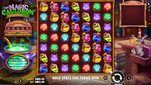 Skrin permainan The Magic Cauldron di Pragmatic Play BolehSpin