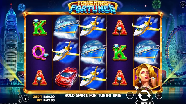 Skrin permainan Towering Fortunes di Pragmatic Play BolehSpin