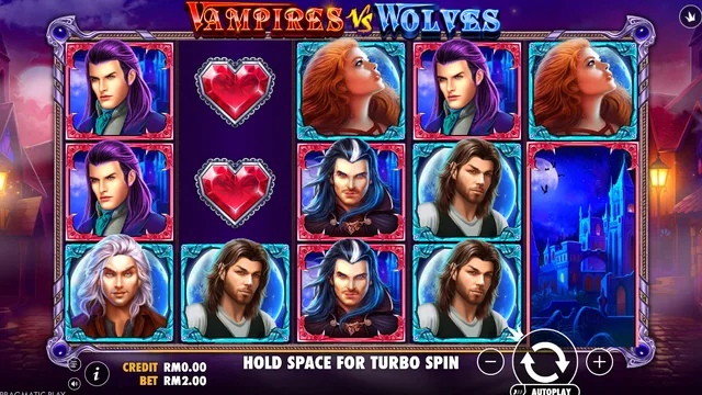 Skrin permainan Vampires vs Wolves di Pragmatic Play BolehSpin