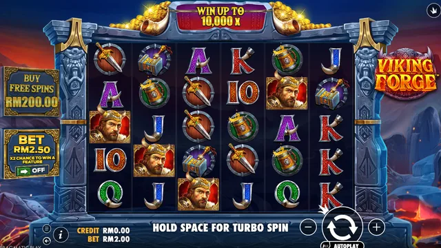 Skrin permainan Viking Forge di Pragmatic Play BolehSpin