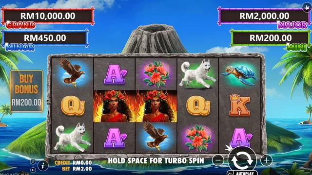 Skrin permainan Volcano Goddess di Pragmatic Play BolehSpin