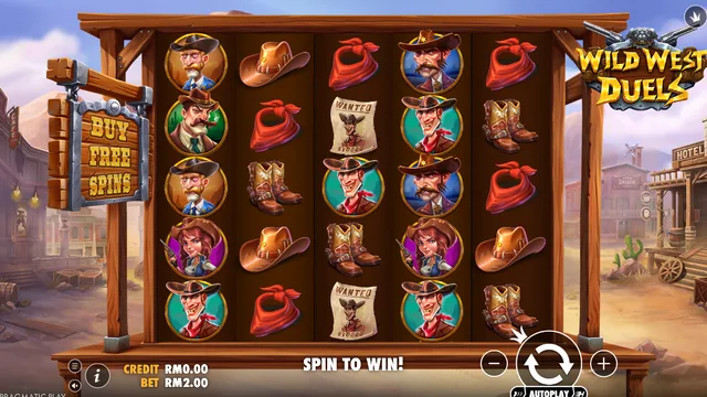 BolehSpin Pragmatic Play 里的 Wild West Duels 游戏画面