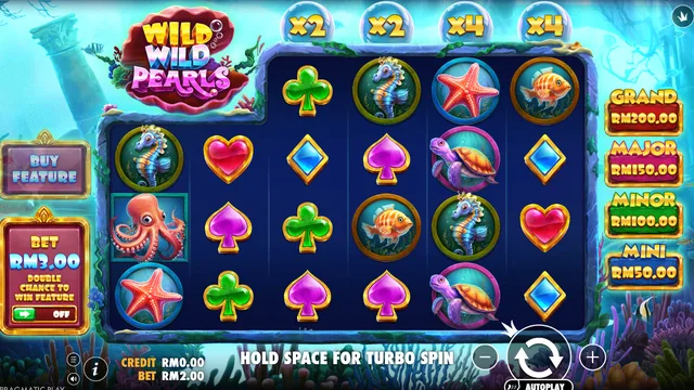 Skrin permainan Wild Wild Pearls di Pragmatic Play BolehSpin