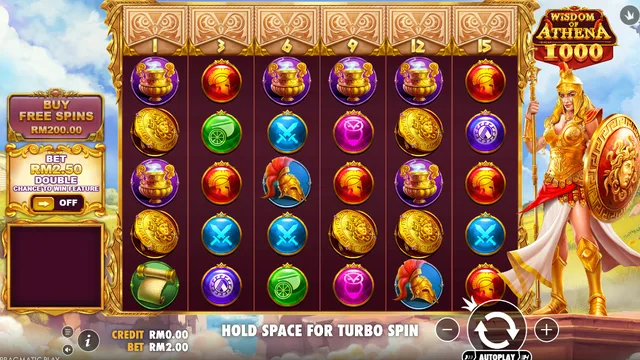 Wisdom of Athena 1000 game screen on Pragmatic Play at BolehSpin