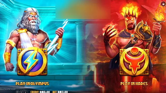 Zeus vs Hades - Gods of War 250 game screen on Pragmatic Play at BolehSpin