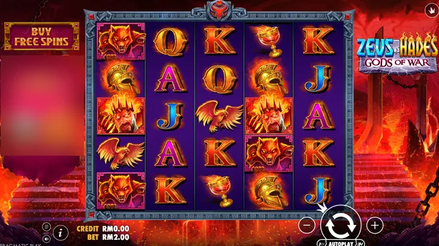 Skrin permainan Zeus vs Hades - Gods of War di Pragmatic Play BolehSpin