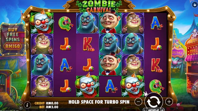 Zombie Carnival game screen on Pragmatic Play at BolehSpin