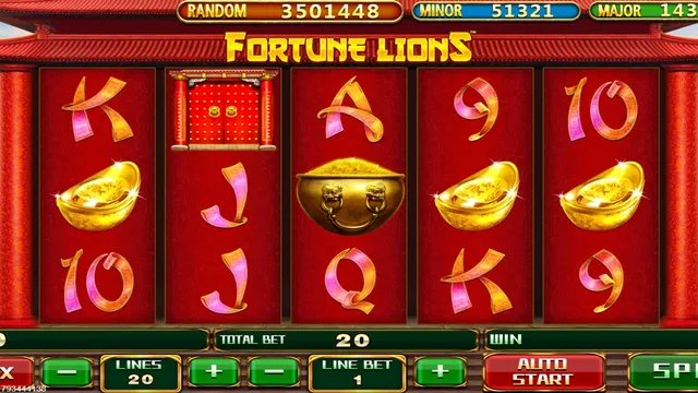 Skrin permainan Fortune Lions di Pussy888 BolehSpin
