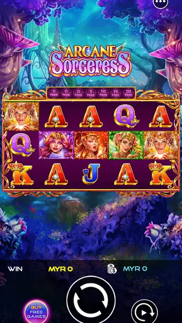 Skrin permainan Arcane Sorceress di UU Slots BolehSpin