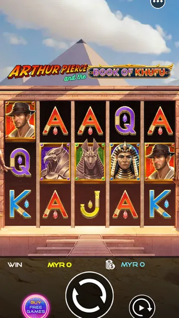 Skrin permainan Arthur Pierce and The Book of Khufu di UU Slots BolehSpin