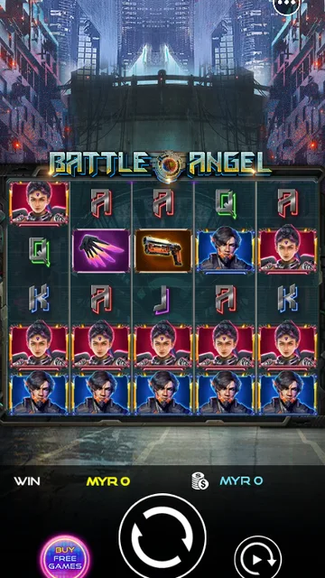 Battle Angel game screen on UU Slots at BolehSpin