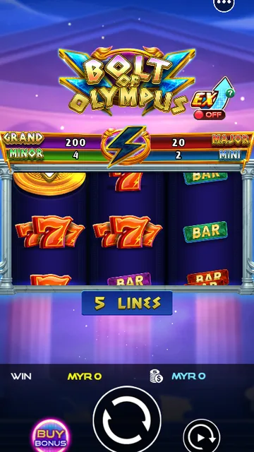 Bolt of Olympus game screen on UU Slots at BolehSpin