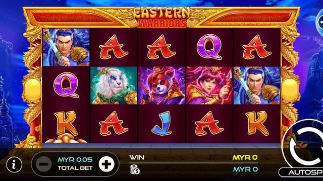 Skrin permainan Eastern Warriors di UU Slots BolehSpin