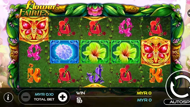 Flower Fairies game screen on UU Slots at BolehSpin