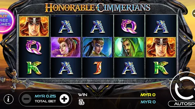 Skrin permainan Honorable Cimmerians di UU Slots BolehSpin