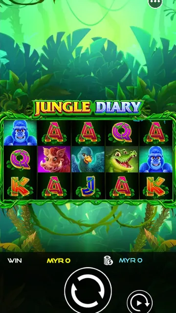 Skrin permainan Jungle Diary di UU Slots BolehSpin