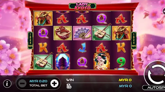 Skrin permainan Lady of Kyoto di UU Slots BolehSpin