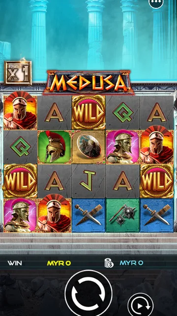 Skrin permainan Medusa di UU Slots BolehSpin