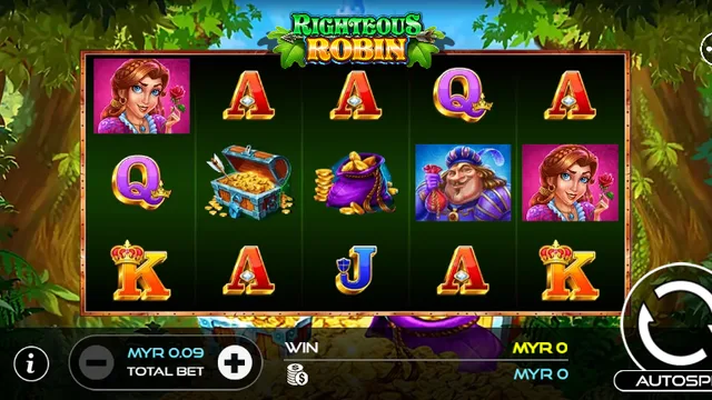 Skrin permainan Righteous Robin di UU Slots BolehSpin