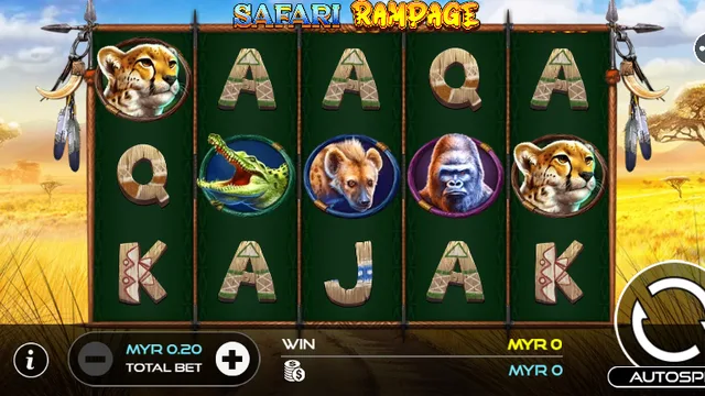Skrin permainan Safari Rampage di UU Slots BolehSpin