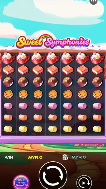Sweet Symphonies game screen on UU Slots at BolehSpin