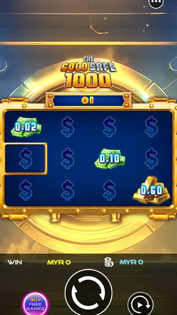Skrin permainan The Gold Safe 1000 di UU Slots BolehSpin