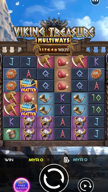 Skrin permainan Viking Treasures Multiways di UU Slots BolehSpin